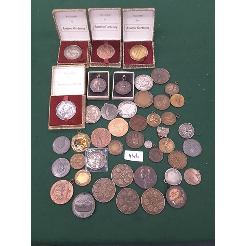 446 - Good selection of medallions including George IV Coronation silver medal by Pistrucci 1821 and assor... 