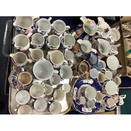 159 - Assortment of Victorian Gaudy Welsh china including numerous milk and cream jugs, mugs and plates (2... 