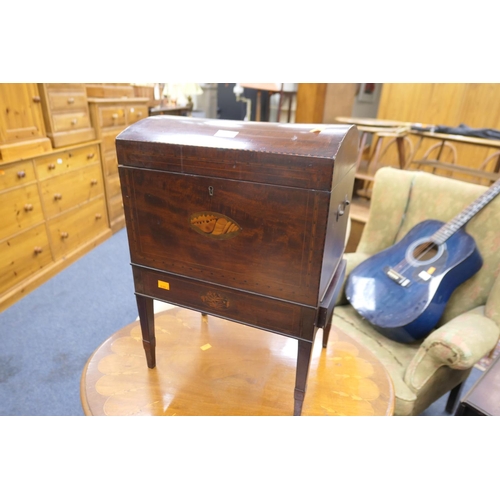 635 - George III mahogany and inlaid cellarette, circa 1790, converted to a sewing box, width 41cm, height... 