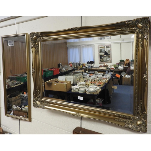 71 - Attractive gilt framed and bevelled edge wall mirror and a further gilt edged wall mirror (2)