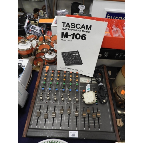 207 - Tascam M-106 mixing console, complete with manual