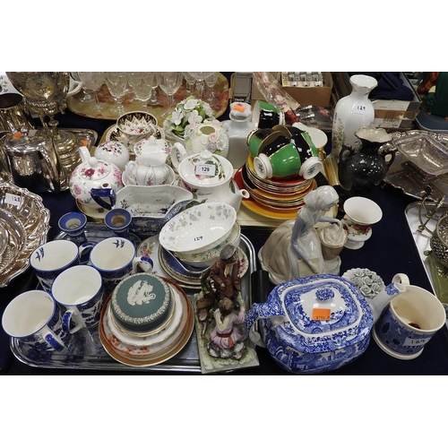 129 - Mixed ceramics including Shelley later decorated milk jug and sugar basin, decorative Sutherland chi... 