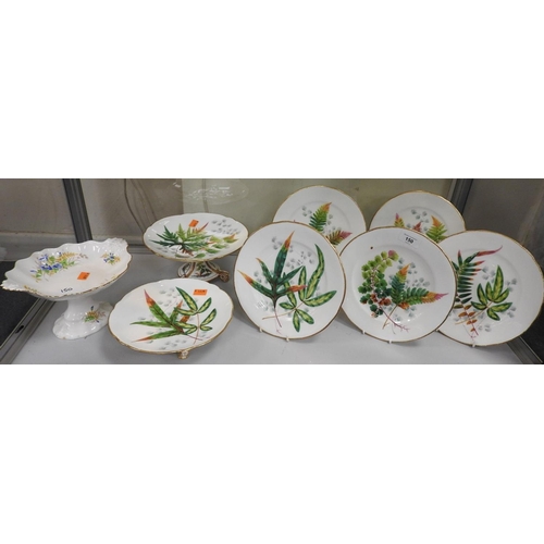 150 - Victorian china Botanical part dessert service in the 'Blind Earl' manner; also a floral decorated c... 