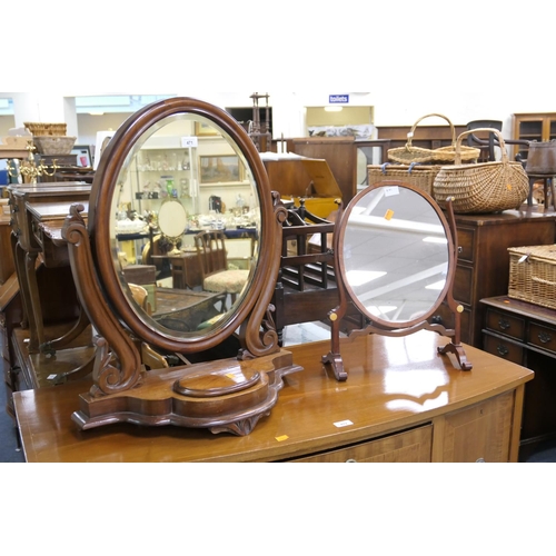 471 - Victorian mahogany dressing table mirror and a skeleton toilet mirror (2)