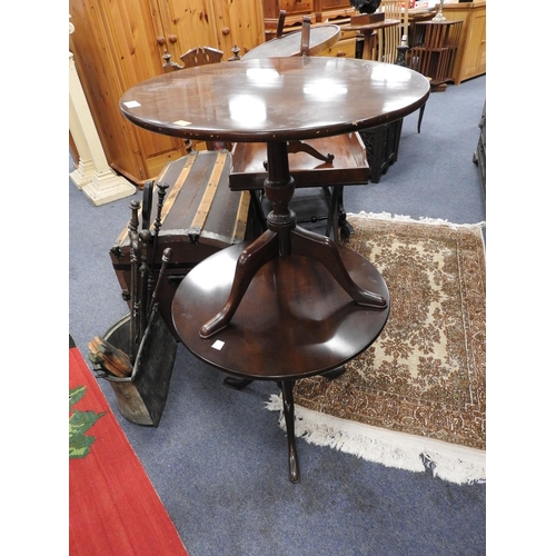 604 - Two mahogany circular tripod tables