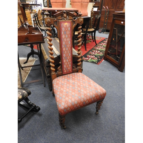 609 - Victorian walnut and upholstered nursing chair