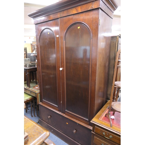 523 - Victorian mahogany wardrobe, width 133cm, height 214cm