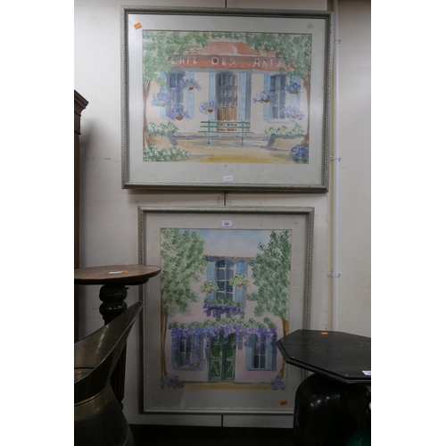 555 - Two French watercolours, indistinctly signed