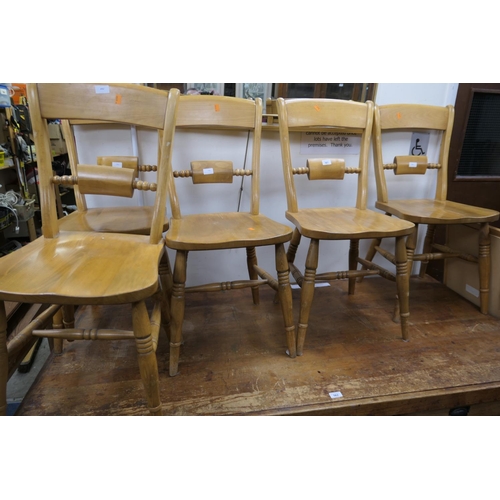 561 - Five modern beech Oxford bar back kitchen chairs