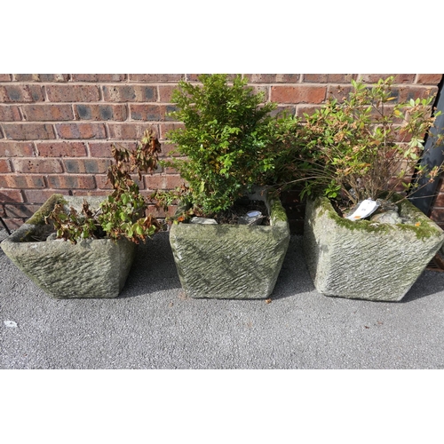 579 - Three reconstituted stone garden planters