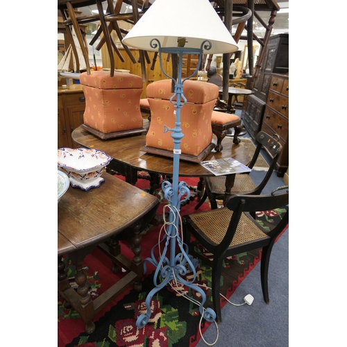 598 - Late Victorian metal standard lamp painted blue