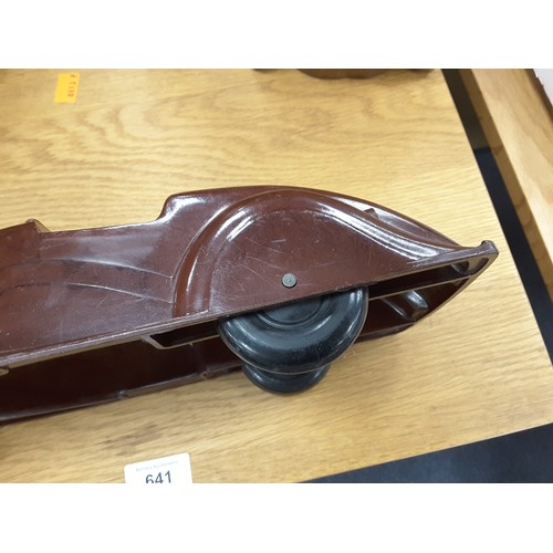 342 - English made bakelite streamlined motor car, length bumper to bumper 34.5cm, width 14cm