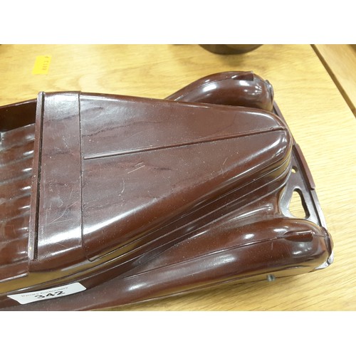 342 - English made bakelite streamlined motor car, length bumper to bumper 34.5cm, width 14cm