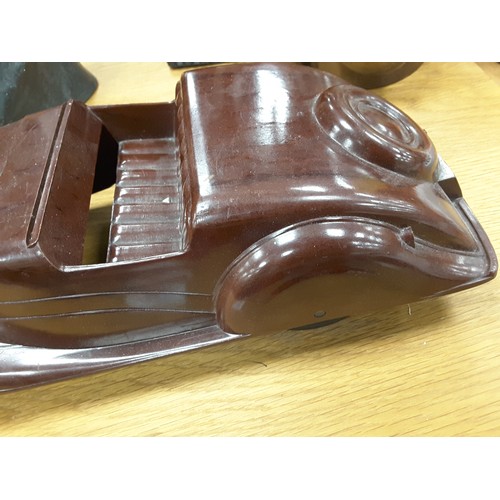 342 - English made bakelite streamlined motor car, length bumper to bumper 34.5cm, width 14cm