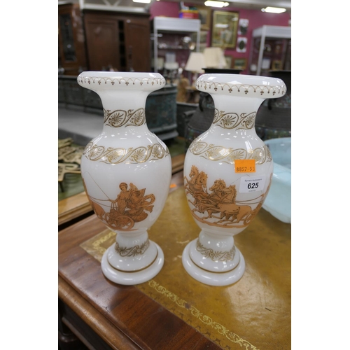 625 - Pair of Richardson vitrified Etruscan style glass vases