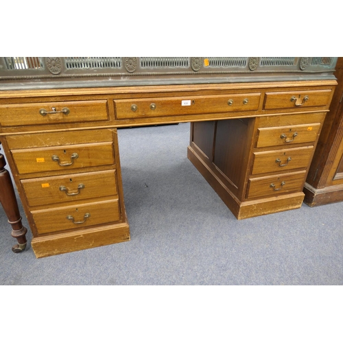 630 - George V mahogany twin pedestal desk, 152cm x 89cm