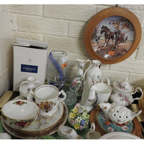 1 - Mixed ceramics including a Royal Albert Lavender Rose teapot, Aynsley Pembroke pattern ewer, Caithne... 