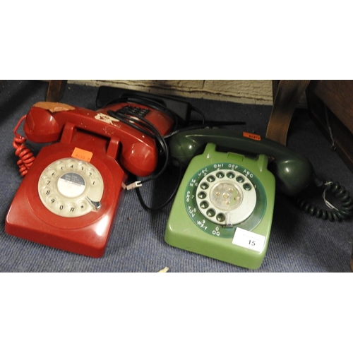 15 - Three vintage telephones