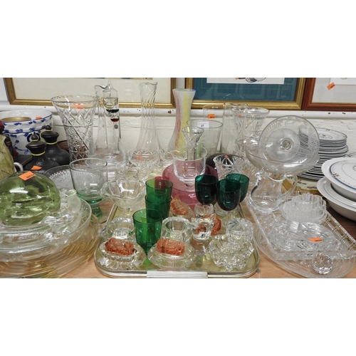 37 - Assorted glassware including water jugs, vases, comports, dessert glasses and ornamental wares etc. ... 