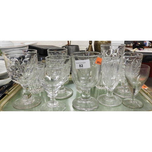 82 - Assorted Victorian glassware including ale glasses, tumblers etc. and a small amount of modern glass... 