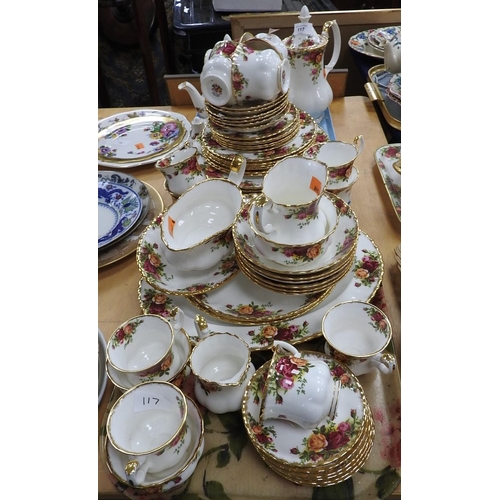 117 - Royal Albert Old Country Roses pattern dinner, tea and coffee wares (62 pieces)