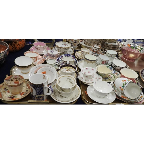 126 - Mixed teacups and saucers some with side plates including Spode ’Chelsea’ pattern, and Royal Grafton... 