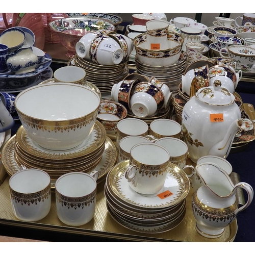 133 - Mixed Edwardian and later tea wares including Salon china Clarence ware; also modern Continental gil... 