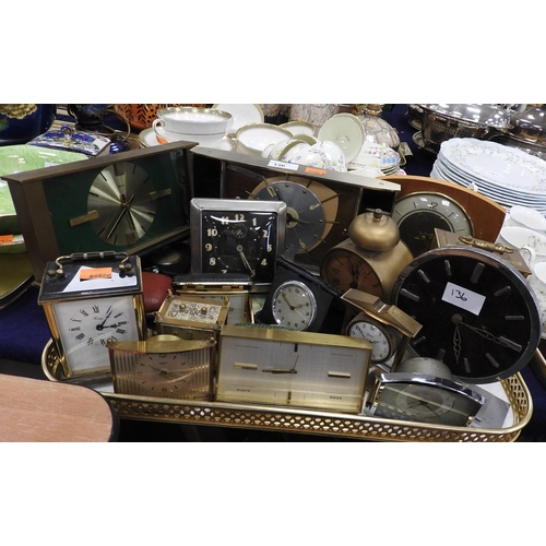 136 - Mixed mantel and travel clocks for spares or repair, including Swizer, Metamec, Smith and Lancel (Pa... 