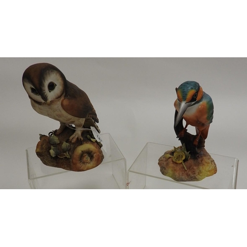 147 - Two Royal Crown Derby bird figures including brown owl, signed Y Freestone, and a kingfisher, signed... 