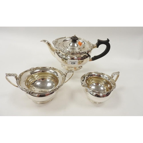 239 - Elkington silver plated three piece tea service