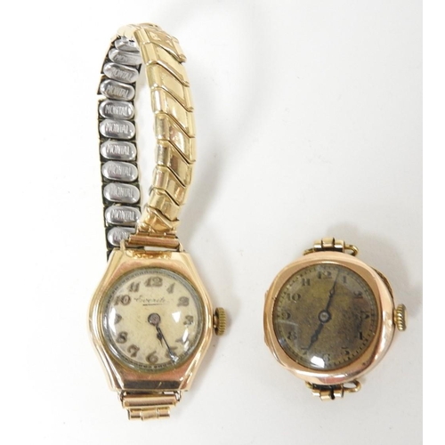 326 - Lady's Everite 9ct gold cased wristwatch on a later expandable bracelet; also a further lady's vinta... 