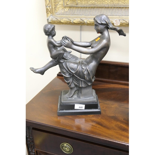 440 - Art Deco style mother and child metal sculpture