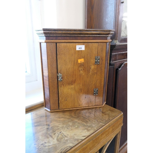 493 - Oak miniature corner cupboard, height 39.5cm