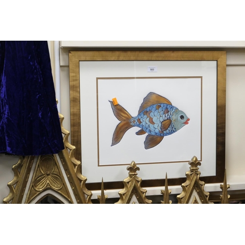 503 - Catherine Haunden, limited edition, hand finished coloured print, 'Fabulous fish', No. 25/200