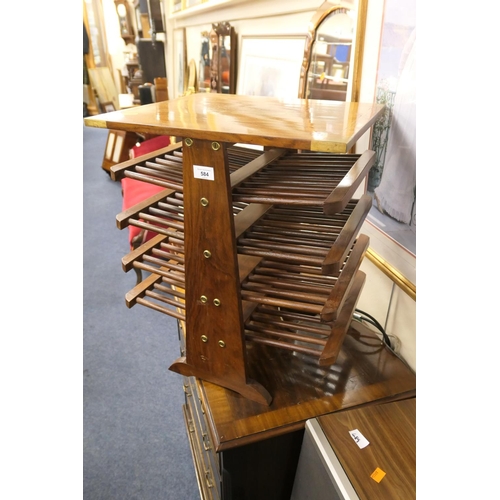 584 - Hardwood and brass inlaid magazine rack