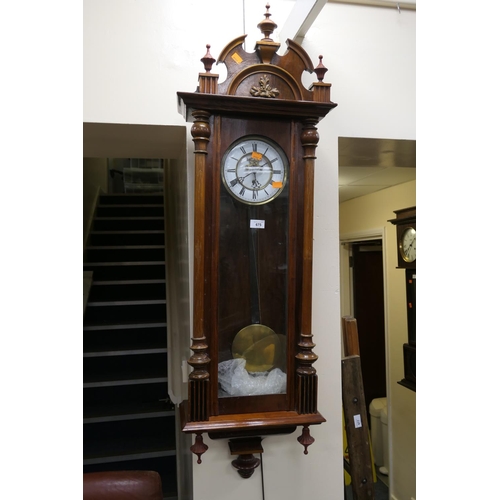 675 - Victorian Vienna wall clock with single weight movement and visible escapement