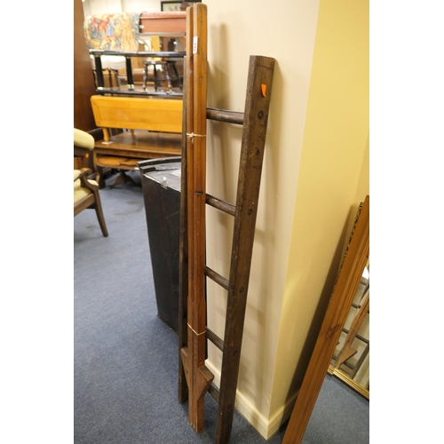 677 - Pair of pine stilts and a ladder section