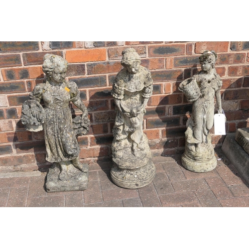 778 - Three reconstituted stone garden figures, the tallest 80cm