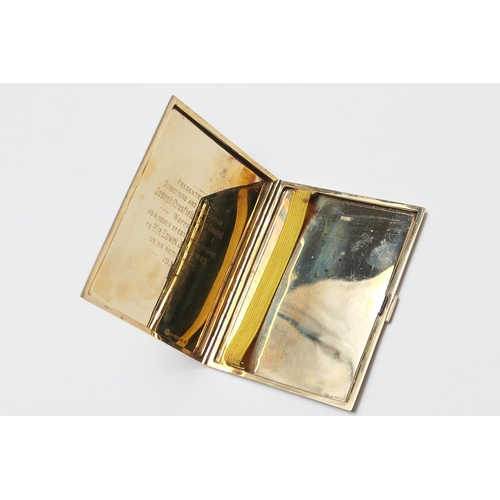 356 - 9ct gold cigarette case, by William Neale & Sons, Birmingham 1932, rectangular form with engine turn... 