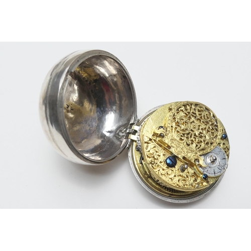 384 - George III pair cased verge pocket watch, by Robert Henderson, Scarborough, circa 1760 (?), 44mm whi... 