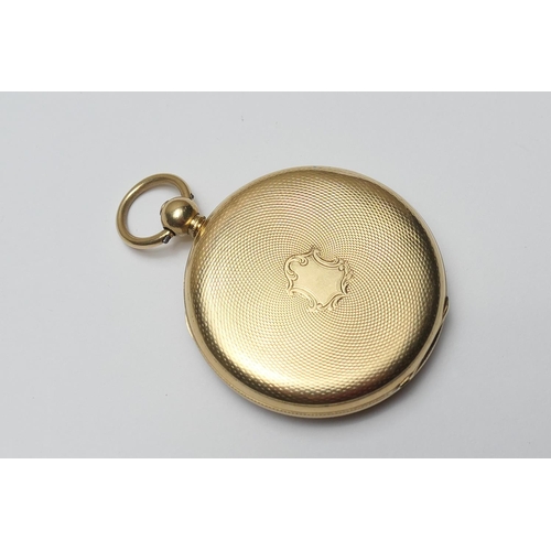 400 - Victorian 18ct gold open faced pocket watch, hallmarked Chester 1850, 40mm gilt dial chased with flo... 