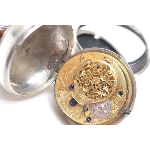 492 - George III tortoiseshell and silver triple cased pocket watch, by George Prior, London, made for the... 