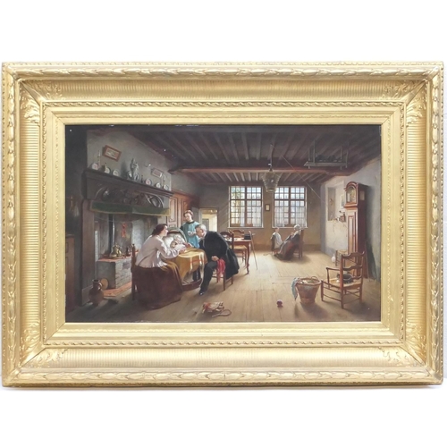 537 - Theodore Ceriez (1832 - 1904), Domestic idyll, oil on panel, signed, 45cm x 71cm