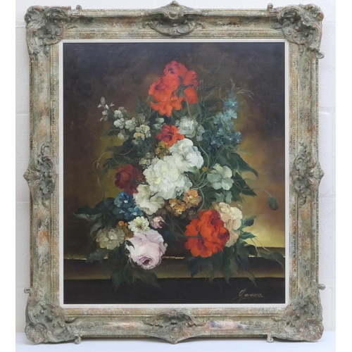 540 - Jarossa (late 20th Century), Floral still life, signed oil on canvas, 69cm x 58cm