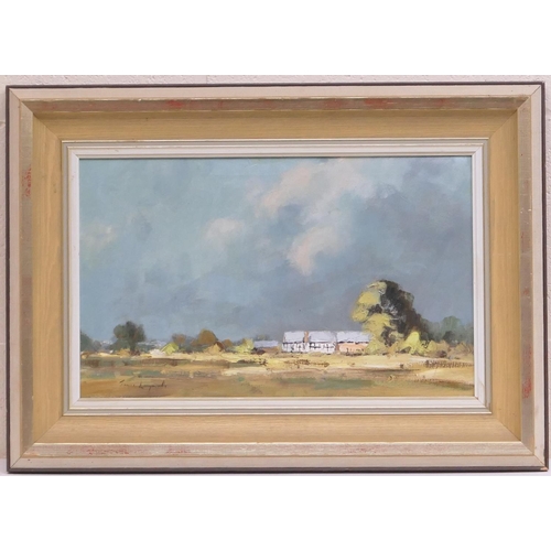 542 - James Longueville (b. 1942), The farm, Near Aldersey, oil on canvas, signed, titled and dated verso ... 