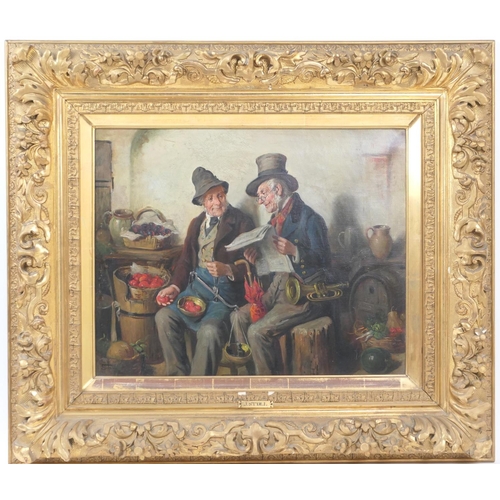 572 - Johannes Stoll (German, late 19th Century), Pair, Old Friends, oils on canvas, signed, 42cm x 52cm