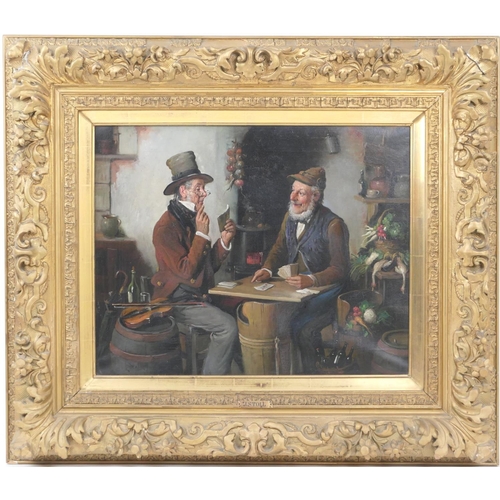 572 - Johannes Stoll (German, late 19th Century), Pair, Old Friends, oils on canvas, signed, 42cm x 52cm