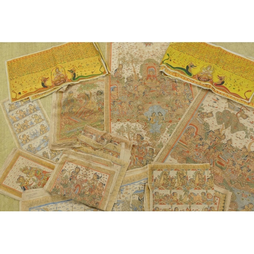 618 - Forty one Balinese Kamasin paintings, traditionally painted on cotton, depicting the worlds of the D... 