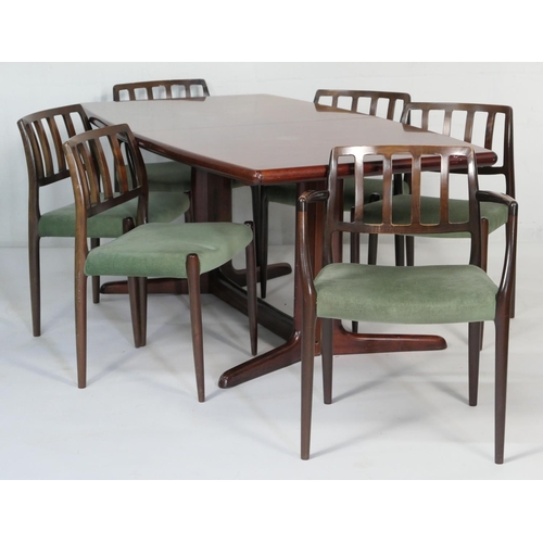 921 - Skovby rosewood dining suite, circa 1970s/80s, comprising extending dining table with extra leaves a... 