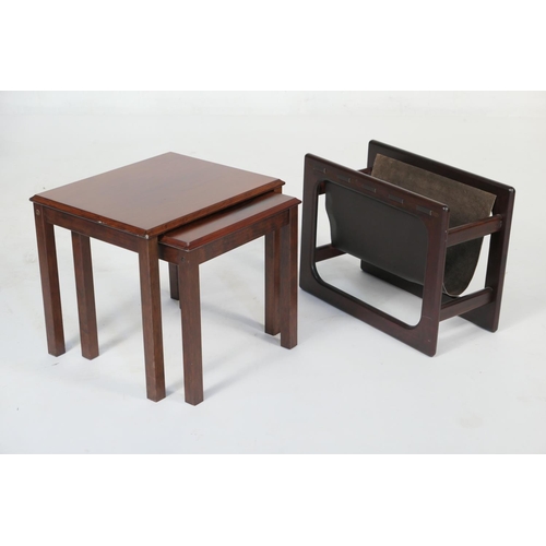 922 - Danish rosewood nest of two tables, probably early 1980s, the largest 47cm x 59cm; also a rosewood m... 